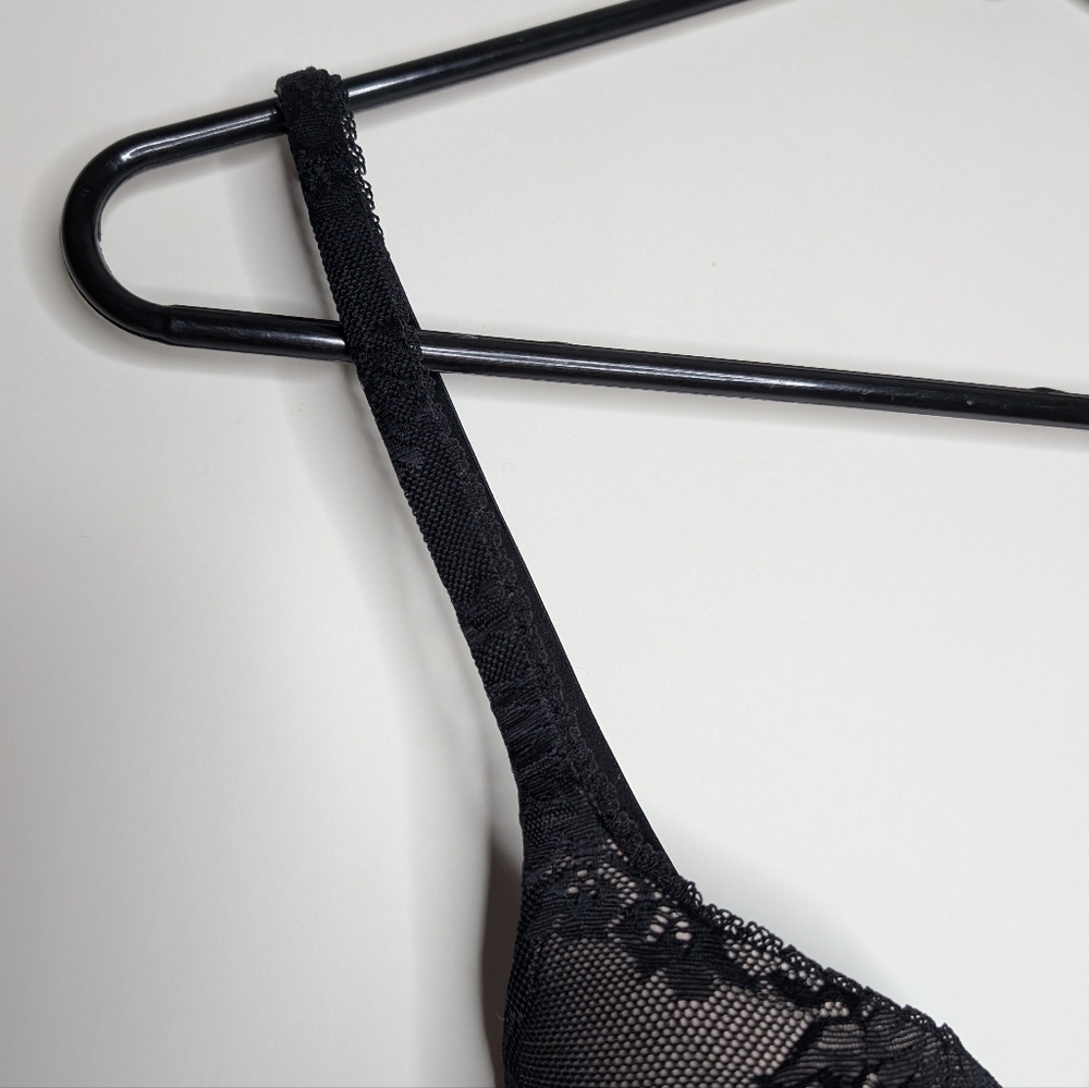 Victoria's Secret Women's Lined Demi Bra Tan with Black Floral Lace Size 34B - Picture 7 of 16